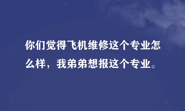 你们觉得飞机维修这个专业怎么样，我弟弟想报这个专业。