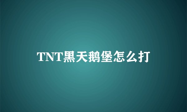 TNT黑天鹅堡怎么打