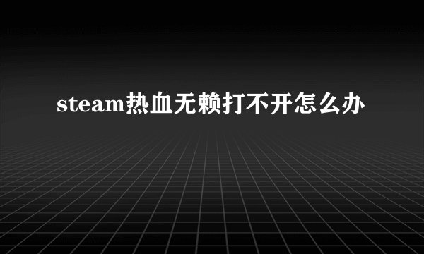 steam热血无赖打不开怎么办
