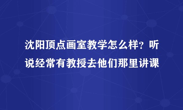 沈阳顶点画室教学怎么样？听说经常有教授去他们那里讲课