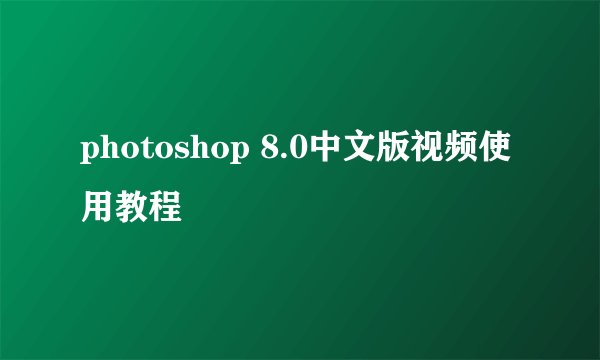 photoshop 8.0中文版视频使用教程