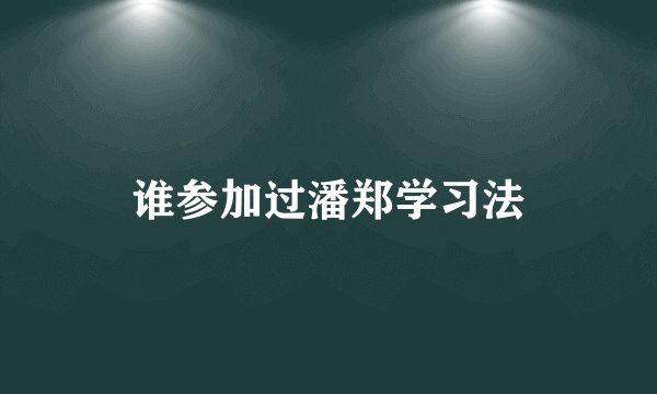 谁参加过潘郑学习法