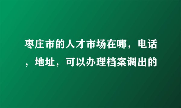 枣庄市的人才市场在哪，电话，地址，可以办理档案调出的