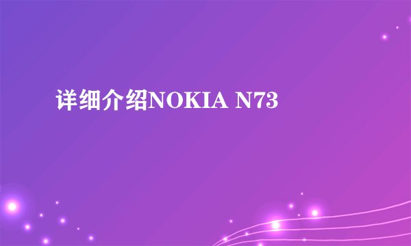 详细介绍NOKIA N73