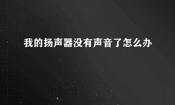我的扬声器没有声音了怎么办