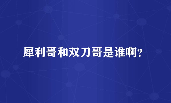 犀利哥和双刀哥是谁啊？