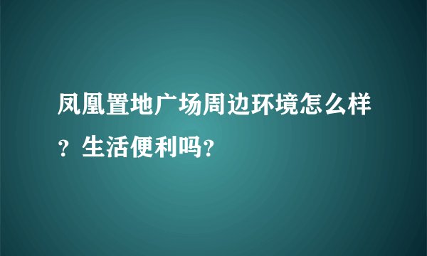 凤凰置地广场周边环境怎么样？生活便利吗？