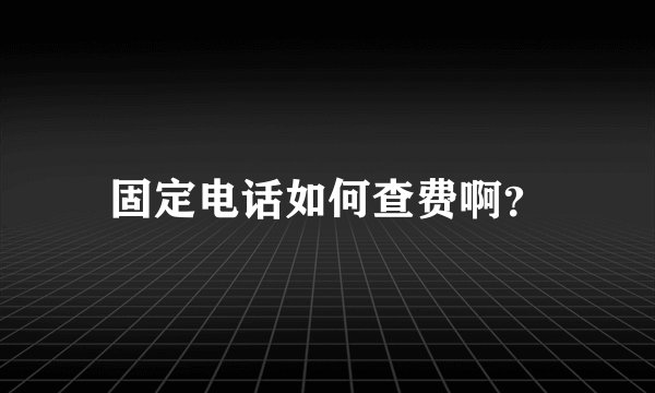 固定电话如何查费啊？