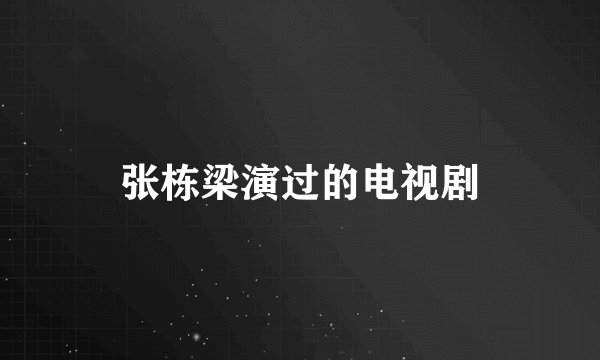 张栋梁演过的电视剧