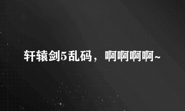 轩辕剑5乱码，啊啊啊啊~