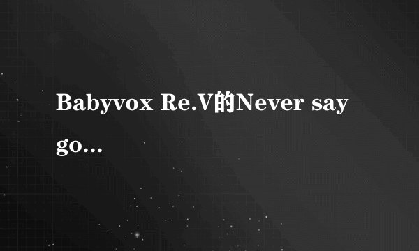 Babyvox Re.V的Never say goodbye中文版的MP3