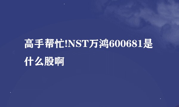 高手帮忙!NST万鸿600681是什么股啊