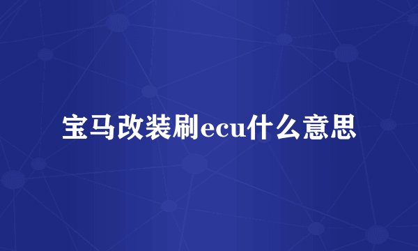 宝马改装刷ecu什么意思