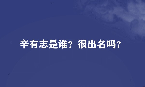 辛有志是谁？很出名吗？