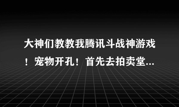 大神们教教我腾讯斗战神游戏！宠物开孔！首先去拍卖堂买个宠物？再买什么？50W官银能合吗？能把需要的