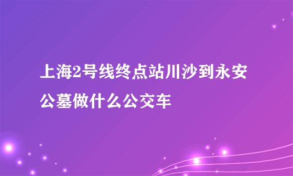 上海2号线终点站川沙到永安公墓做什么公交车