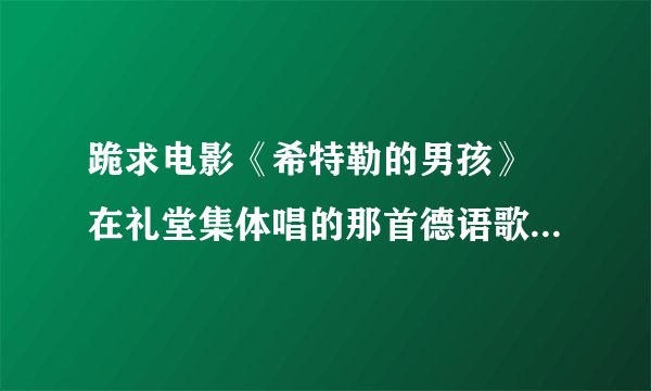 跪求电影《希特勒的男孩》 在礼堂集体唱的那首德语歌的发音。