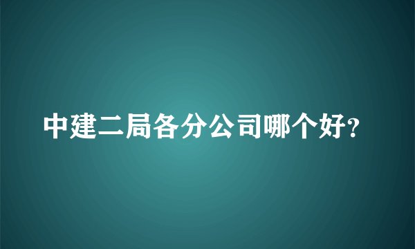 中建二局各分公司哪个好？