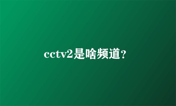 cctv2是啥频道？