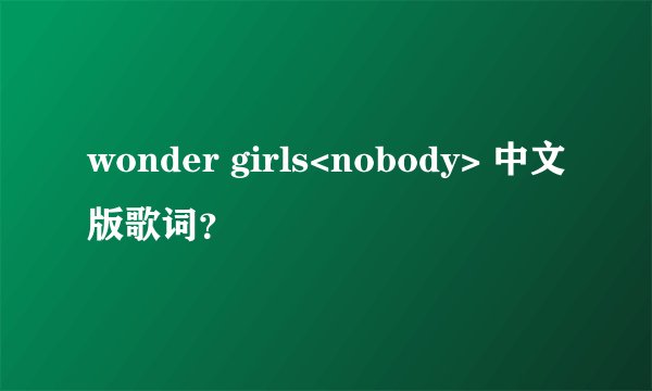 wonder girls<nobody> 中文版歌词？