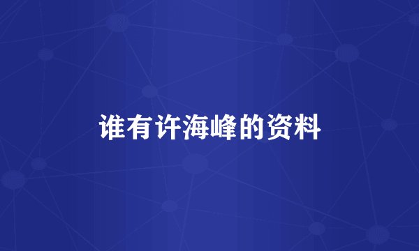 谁有许海峰的资料