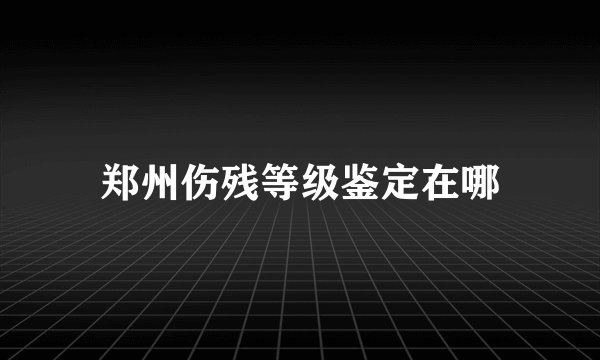 郑州伤残等级鉴定在哪