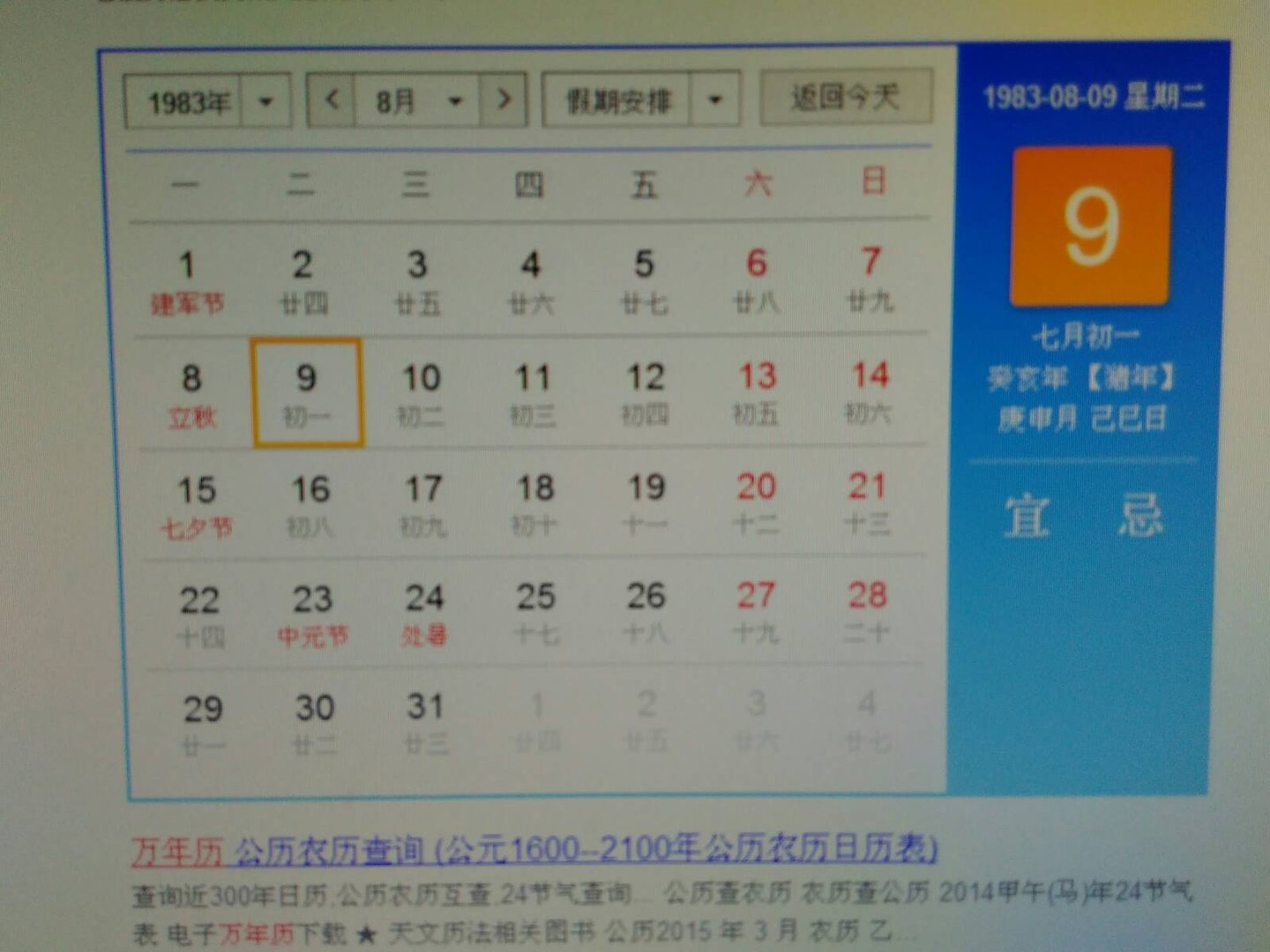 1983年农历七七月月初一出生的是巨蟹座吗?