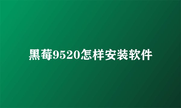黑莓9520怎样安装软件