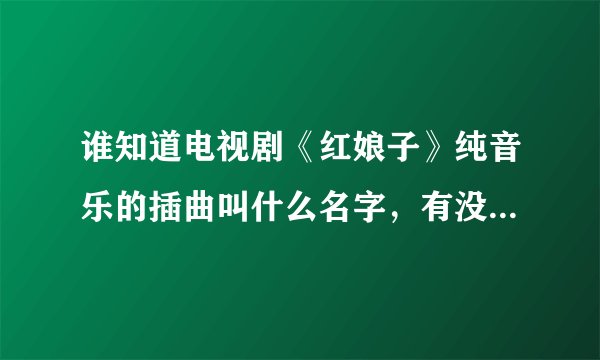 谁知道电视剧《红娘子》纯音乐的插曲叫什么名字，有没有下载地址，不是主题曲和片尾曲。
