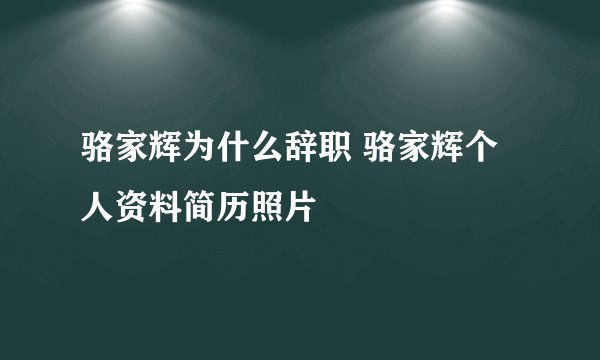 骆家辉为什么辞职 骆家辉个人资料简历照片