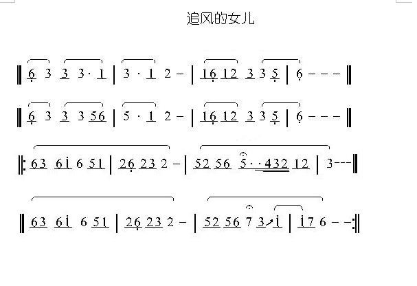请问谁有 葫芦丝1=C（C调）《追风的女儿》的乐谱？不要其它调的。