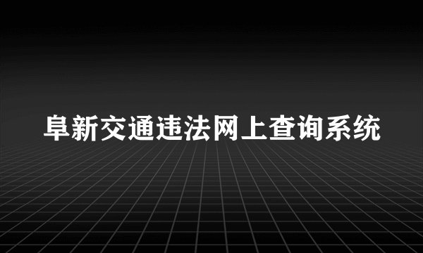 阜新交通违法网上查询系统