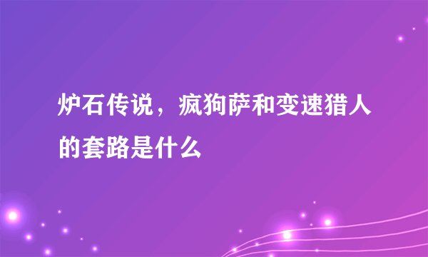 炉石传说，疯狗萨和变速猎人的套路是什么