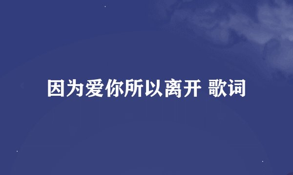 因为爱你所以离开 歌词