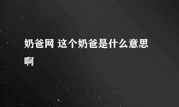 奶爸网 这个奶爸是什么意思啊