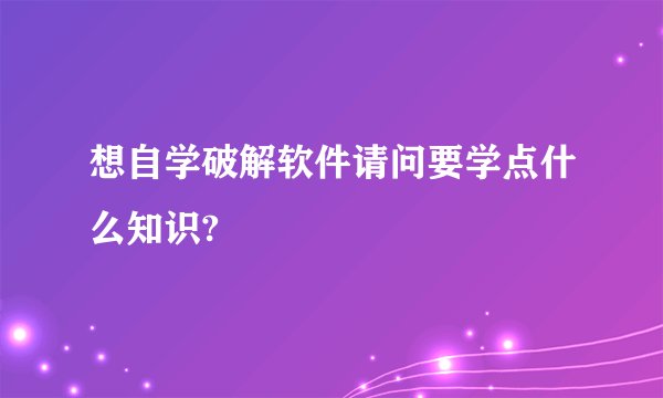 想自学破解软件请问要学点什么知识?