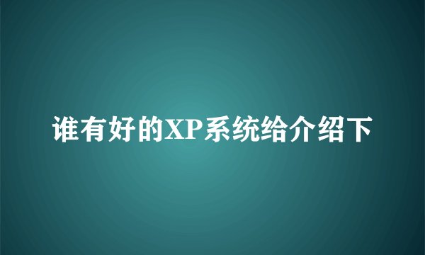 谁有好的XP系统给介绍下