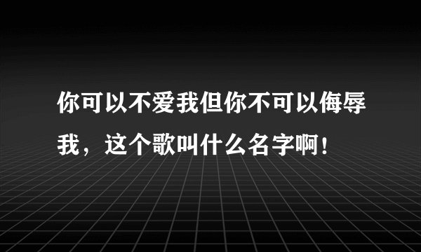 你可以不爱我但你不可以侮辱我，这个歌叫什么名字啊！