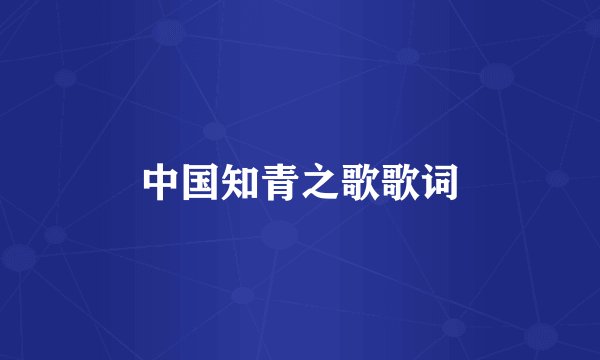中国知青之歌歌词