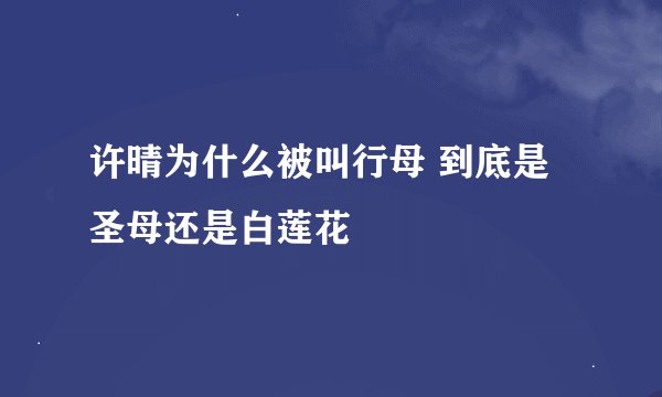 许晴为什么被叫行母 到底是圣母还是白莲花