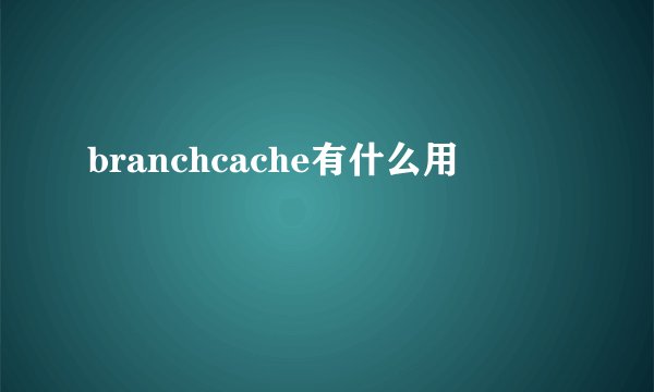 branchcache有什么用