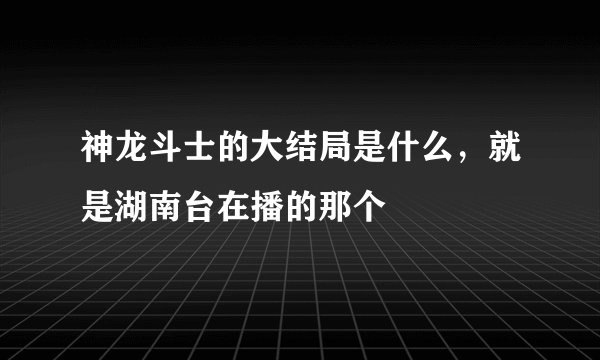 神龙斗士的大结局是什么，就是湖南台在播的那个