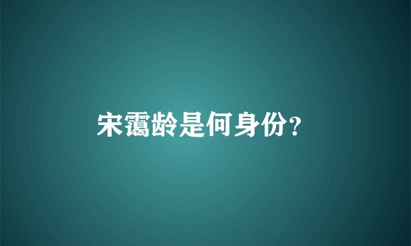 宋霭龄是何身份？