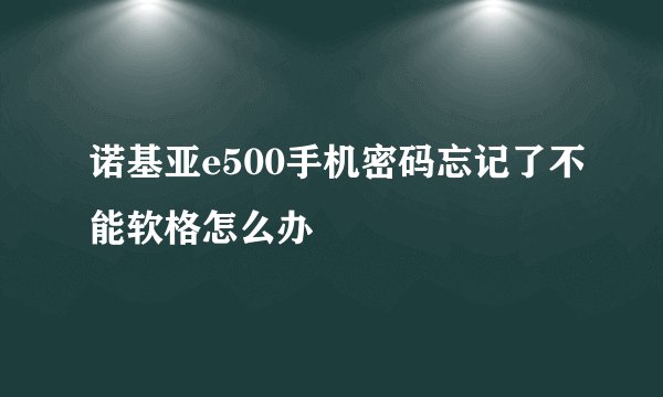 诺基亚e500手机密码忘记了不能软格怎么办