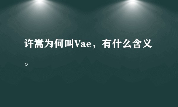 许嵩为何叫Vae，有什么含义。