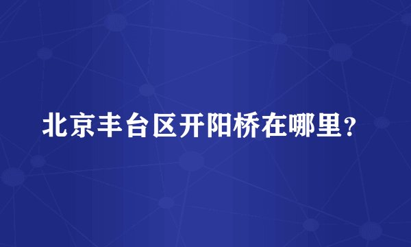北京丰台区开阳桥在哪里？