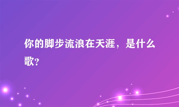 你的脚步流浪在天涯，是什么歌？