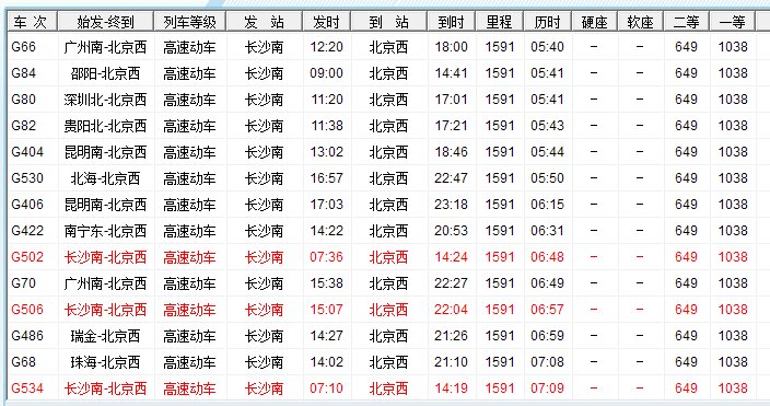 从长沙到北京高铁几个小时？