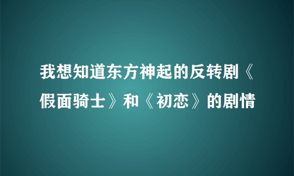我想知道东方神起的反转剧《假面骑士》和《初恋》的剧情