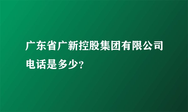 广东省广新控股集团有限公司电话是多少？